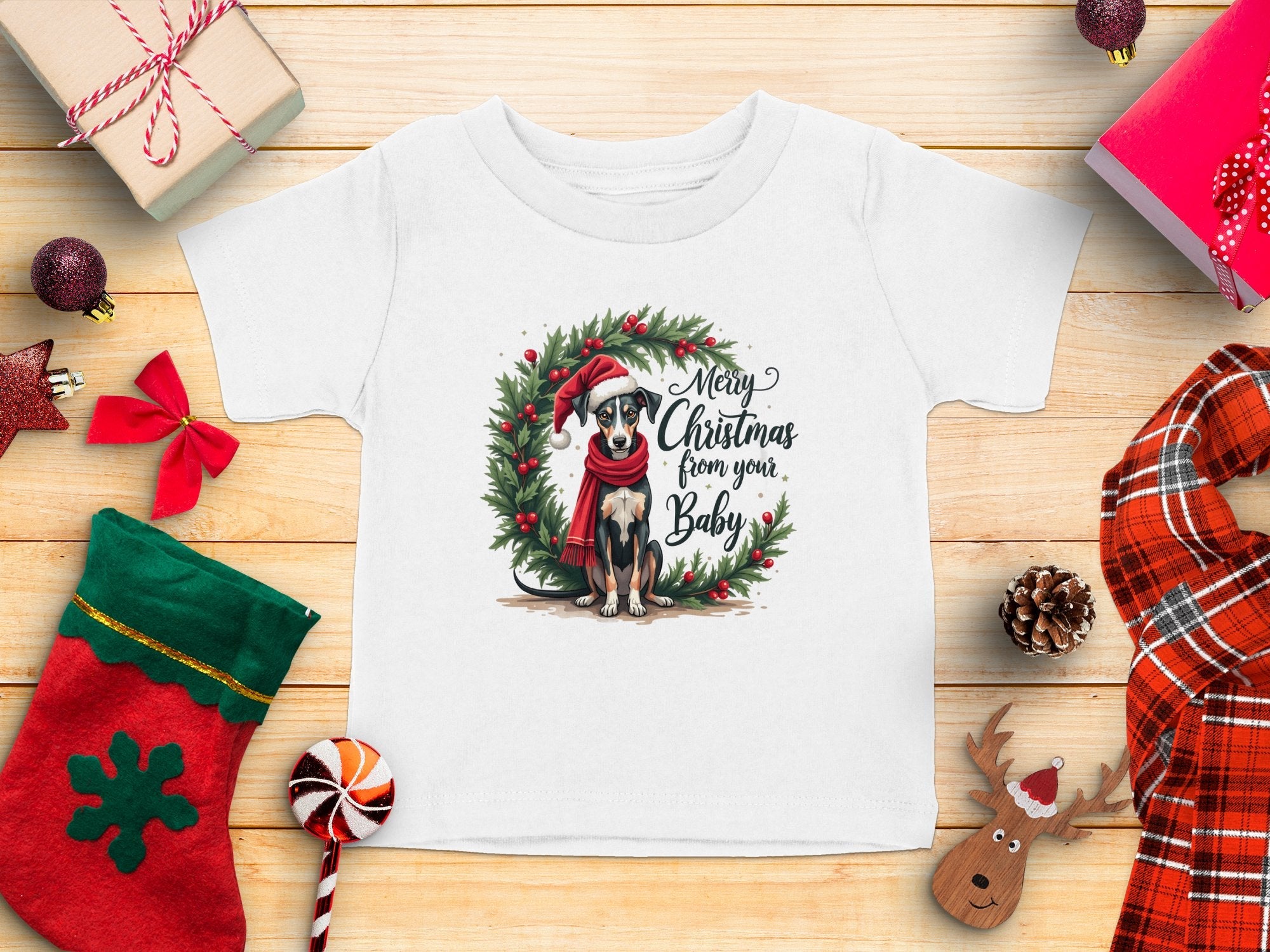 Whippet Christmas T-Shirt, Merry Christmas from Your Baby, Festive Dog Lovers Shirt, Holiday Whippet Lover Gift - Craig Michael Design