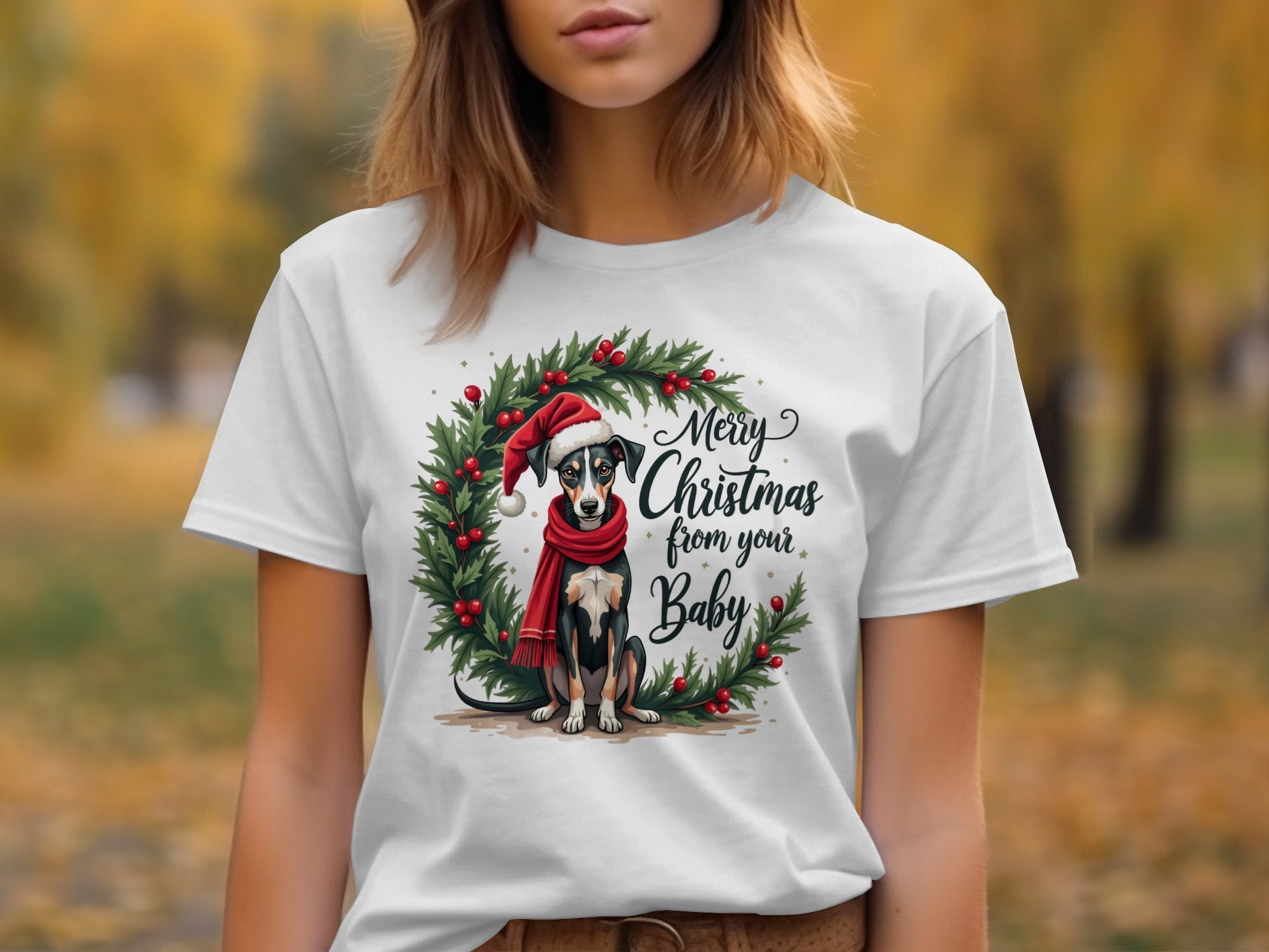 Whippet Christmas T-Shirt, Merry Christmas from Your Baby, Festive Dog Lovers Shirt, Holiday Whippet Lover Gift - Craig Michael Design