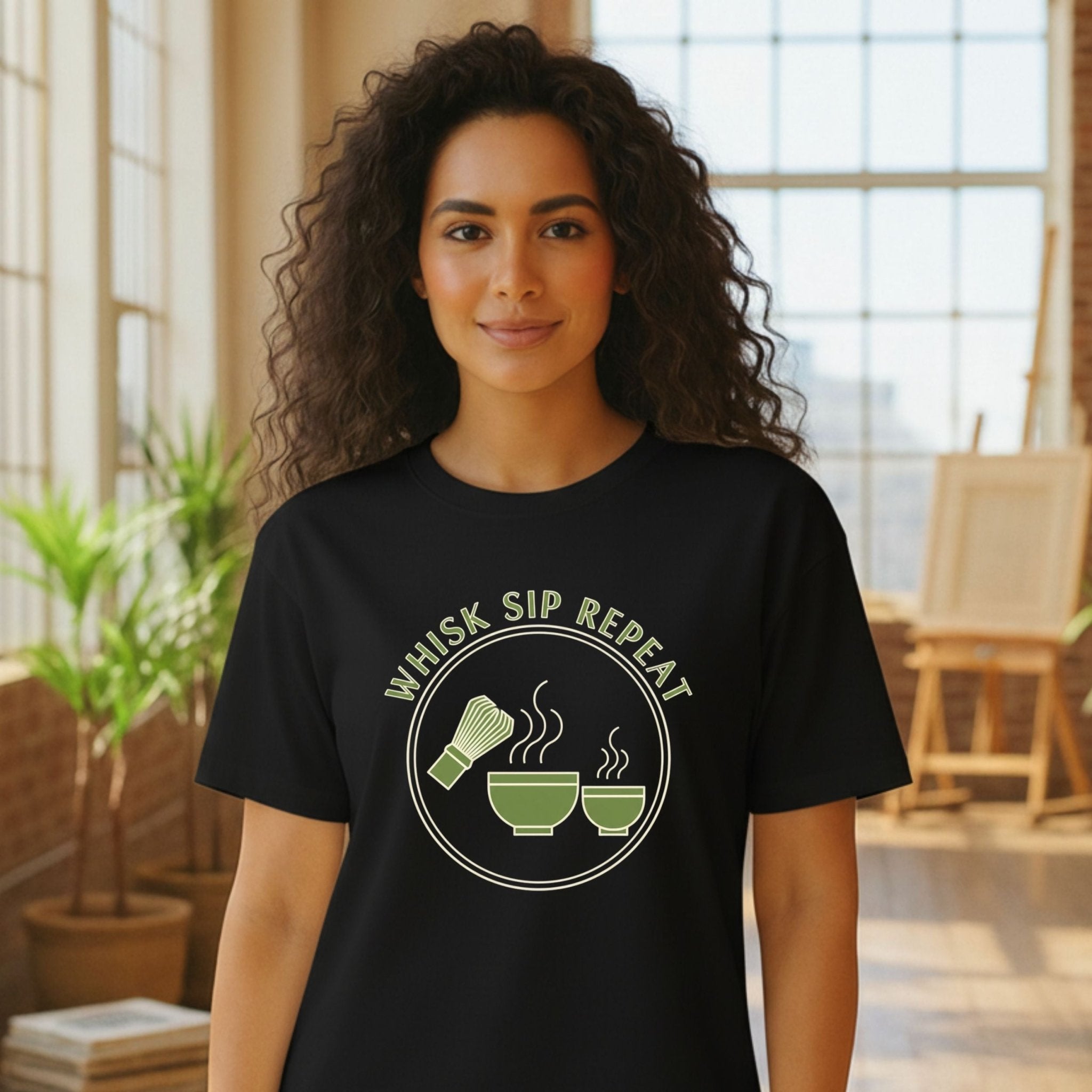 Whisk Sip Repeat T-Shirt, Matcha Lover Tee, Japanese Tea Shirt, Minimal Café Aesthetic Top, Matcha Gift for Her - Craig Michael Design