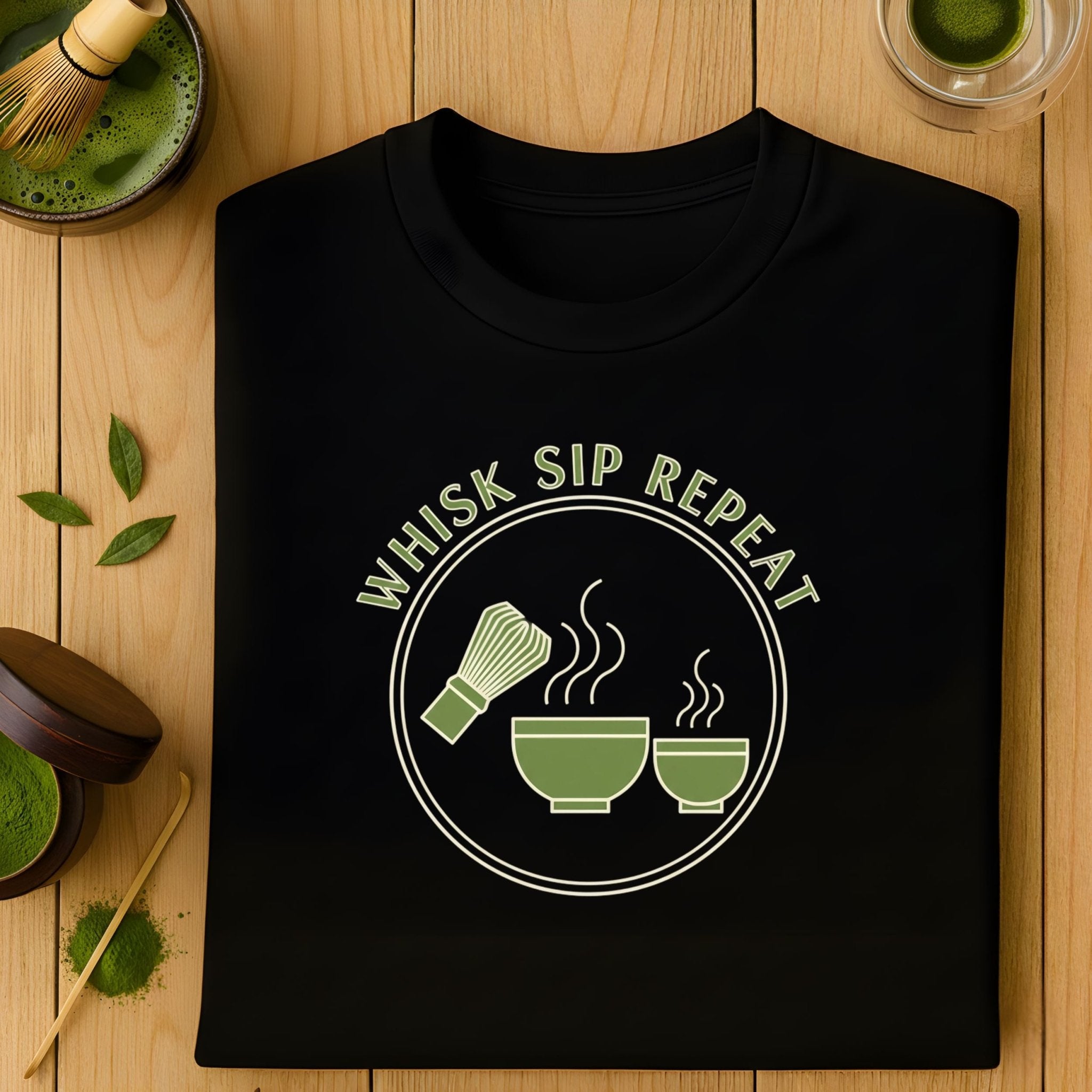 Whisk Sip Repeat T-Shirt, Matcha Lover Tee, Japanese Tea Shirt, Minimal Café Aesthetic Top, Matcha Gift for Her - Craig Michael Design