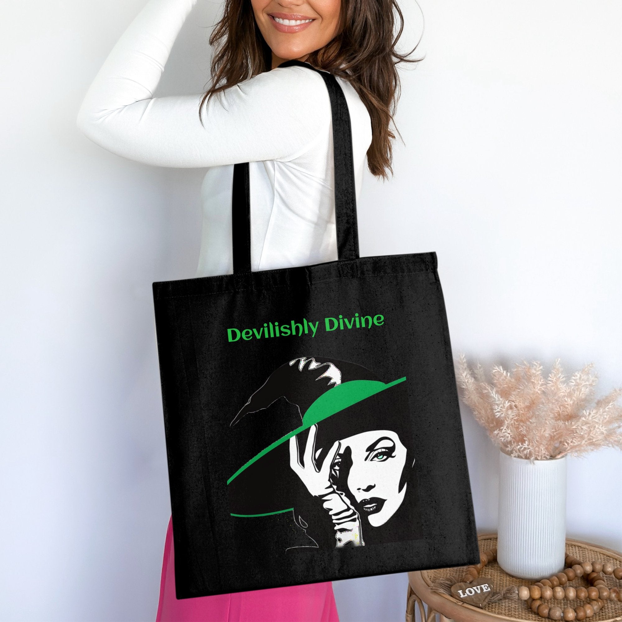 Witchy Woman Tote Bag, Witch Themed Tote Bag, Vintage Witch Design Tote Bag, Devilishly Divine Witch Art, Gothic Witch Fashion Bag - Craig Michael Design