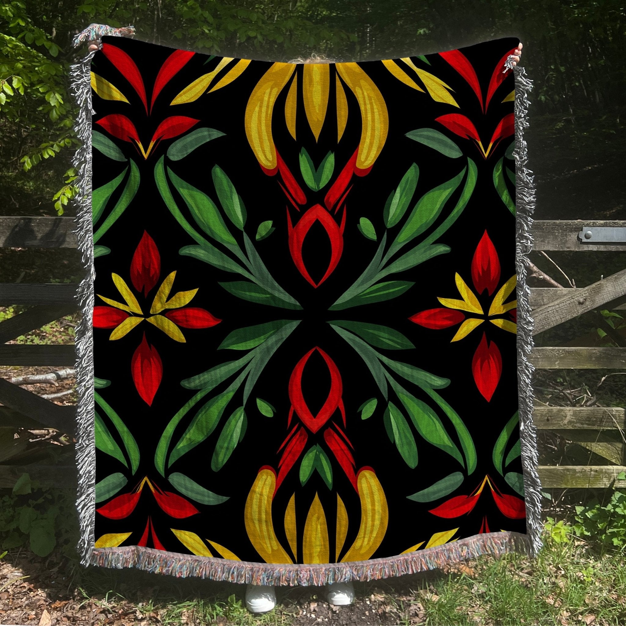 Woven Blanket - Colourful Floral Abstract Pattern Throw - Craig Michael Design