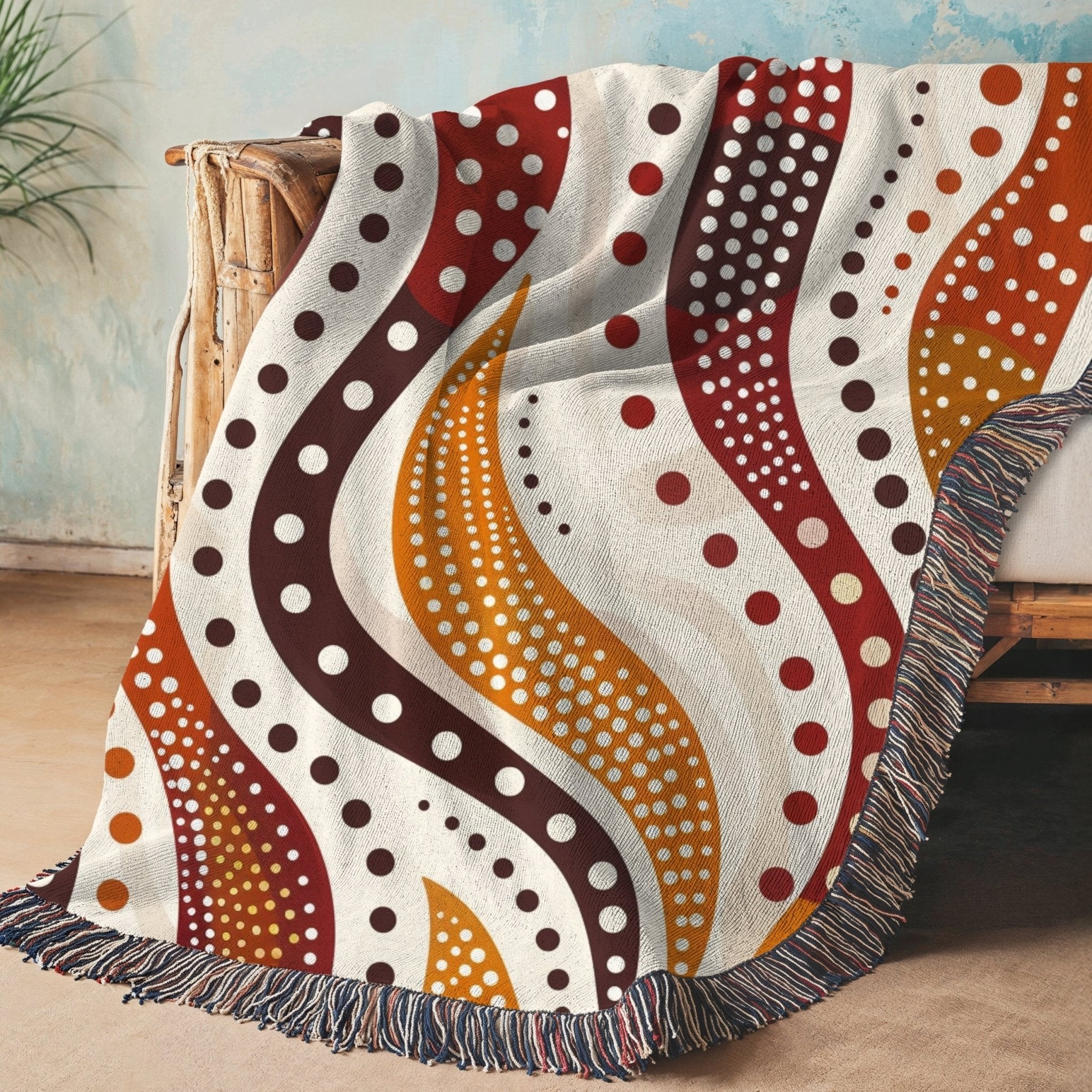 Woven Blanket - Indigenous Australian Design, Boho Home Decor - Craig Michael Design