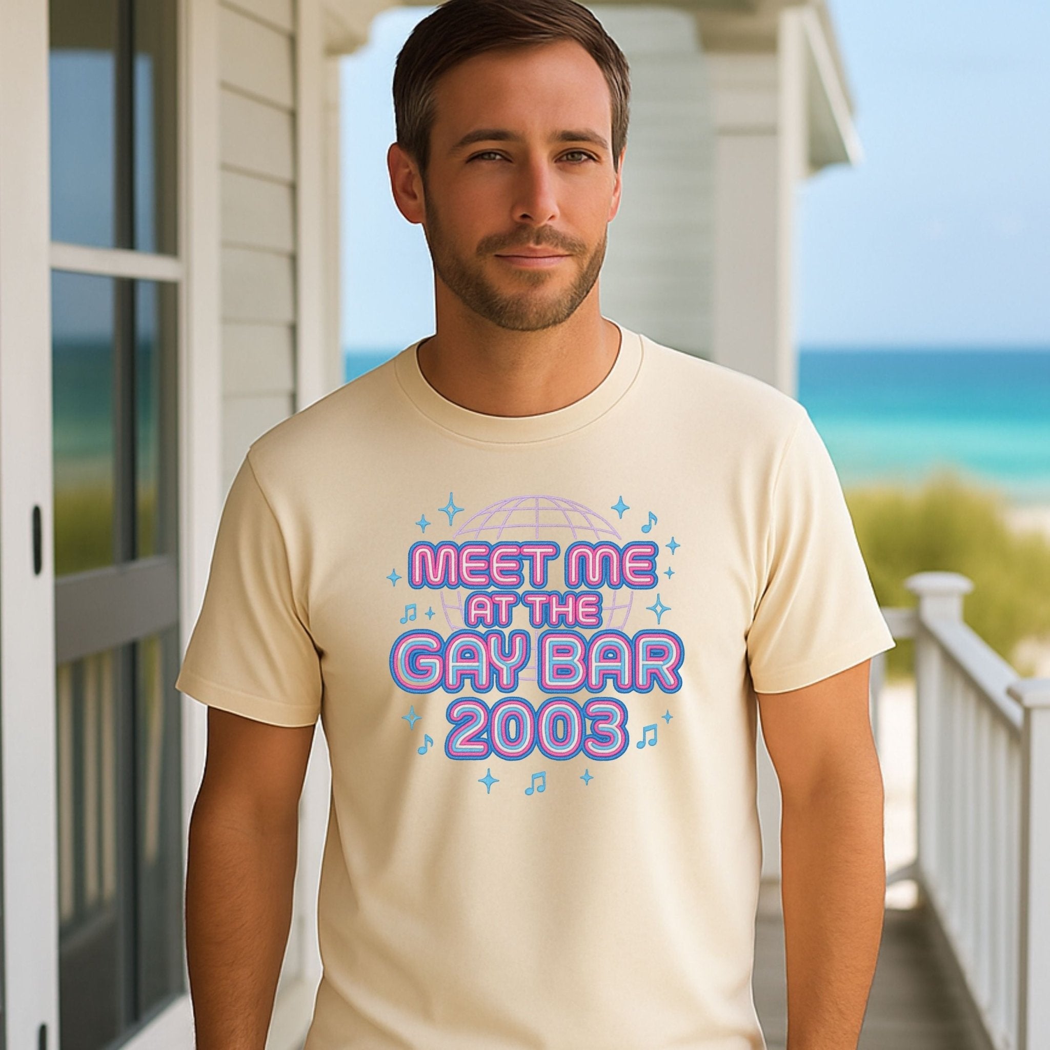 Y2K Gay Club T-Shirt, Retro Dance Party Tee, Meet Me at the Gay Bar 2003 Shirt - Craig Michael Design