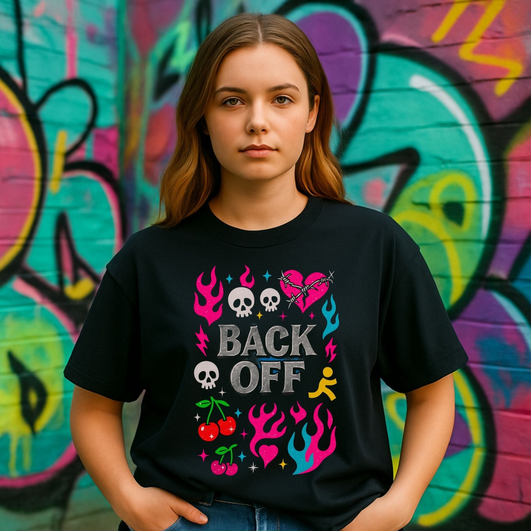Y2K Graphic Tee, 2000s Nostalgia Shirt, Funny Gen Z T-Shirt, 'Back Off' - Craig Michael Design