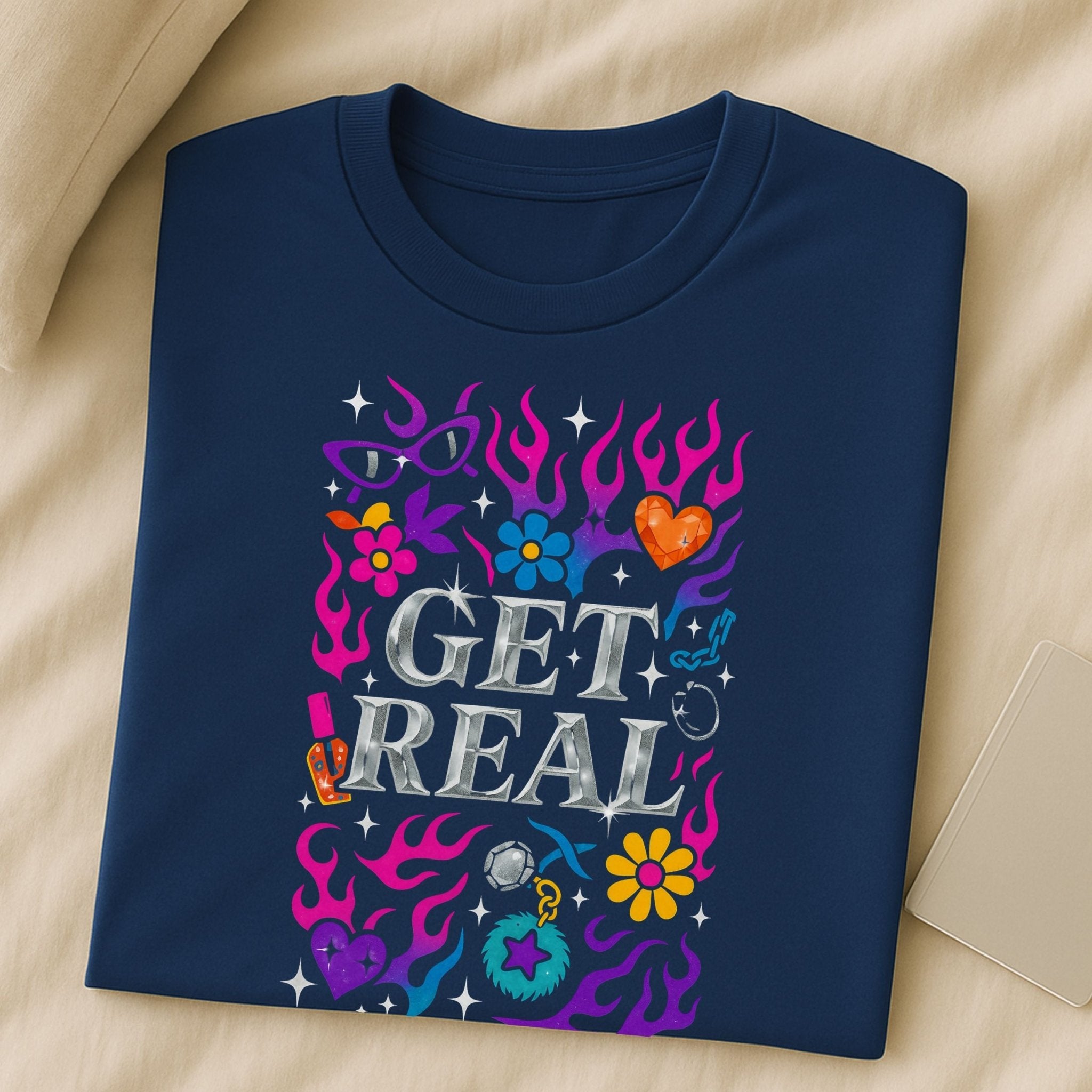 Y2K Graphic Tee, 2000s Nostalgia Shirt, Funny Gen Z T-Shirt, 'Get Real' - Craig Michael Design