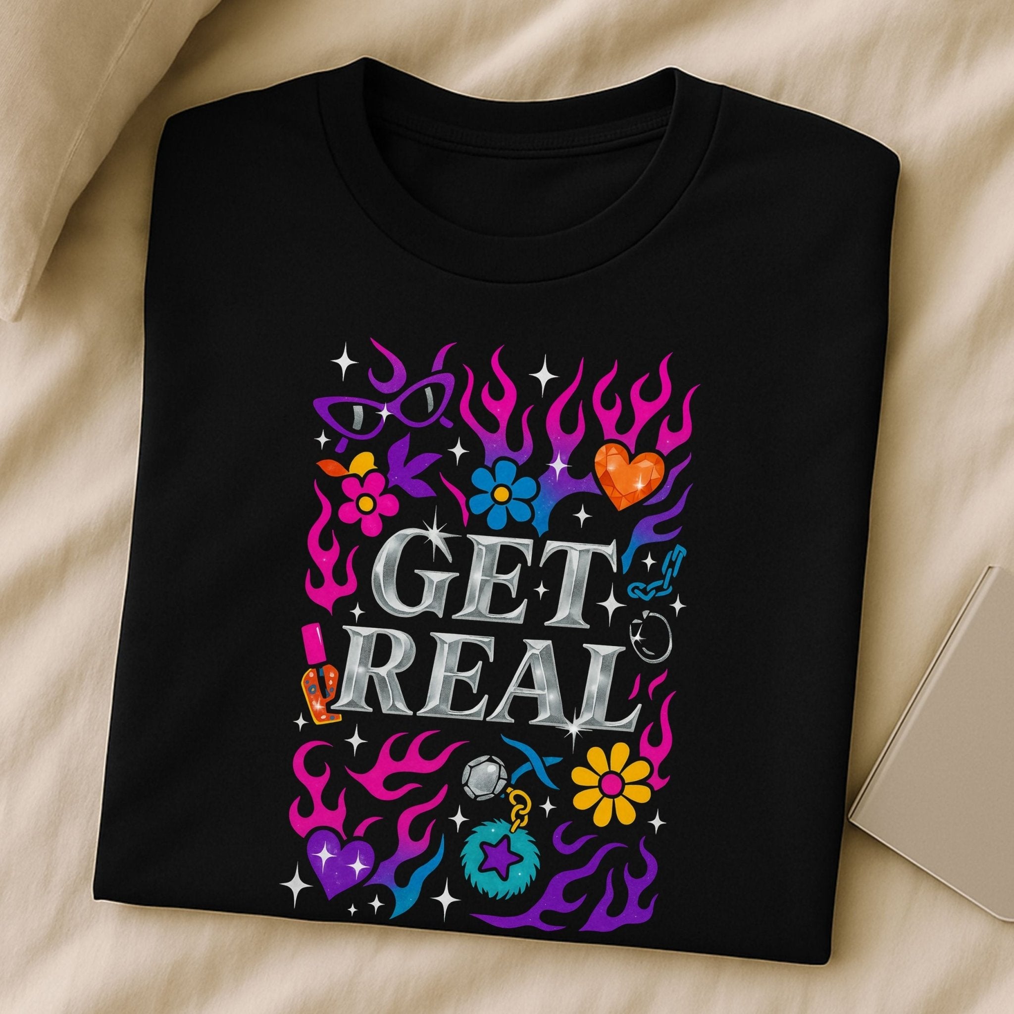 Y2K Graphic Tee, 2000s Nostalgia Shirt, Funny Gen Z T-Shirt, 'Get Real' - Craig Michael Design