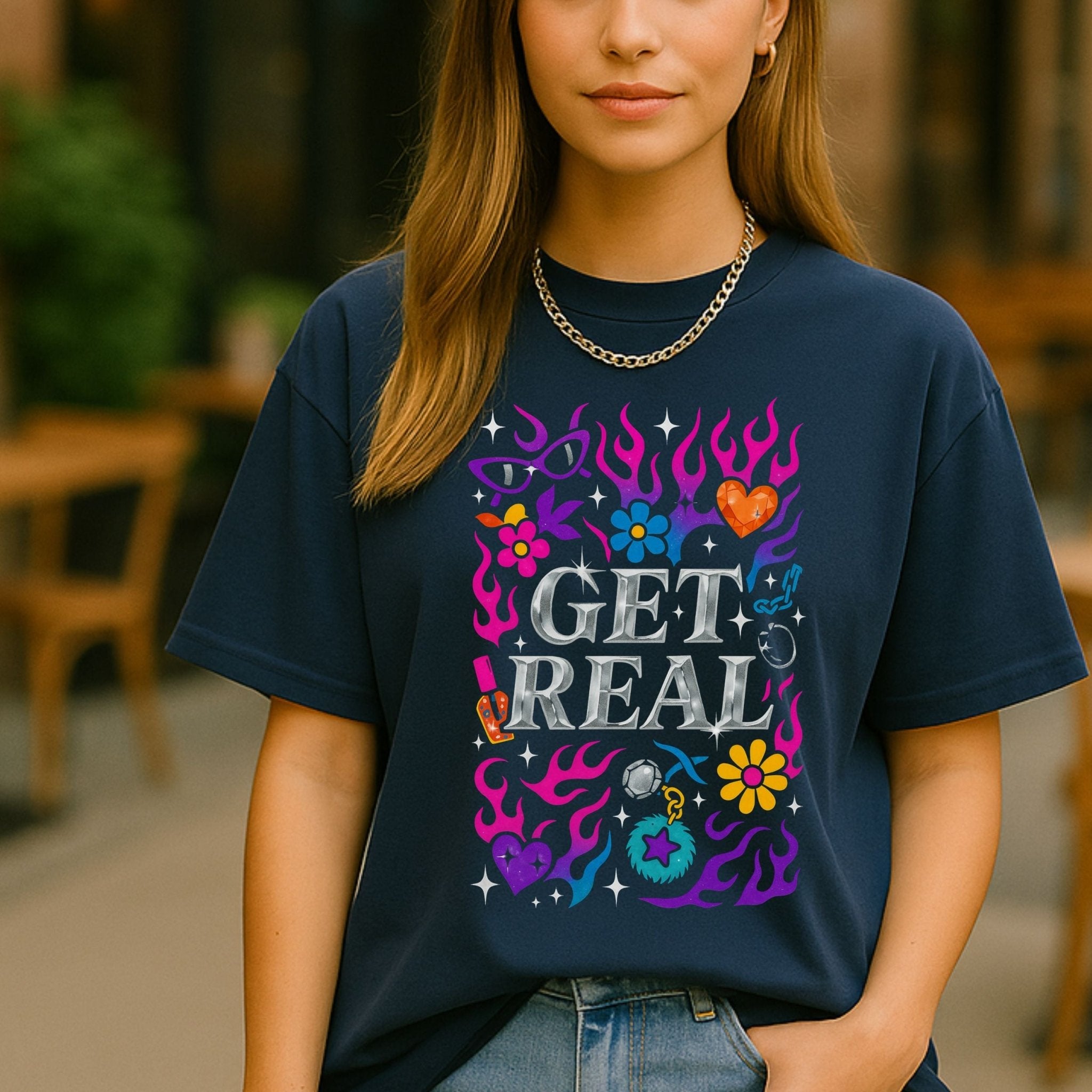 Y2K Graphic Tee, 2000s Nostalgia Shirt, Funny Gen Z T-Shirt, 'Get Real' - Craig Michael Design