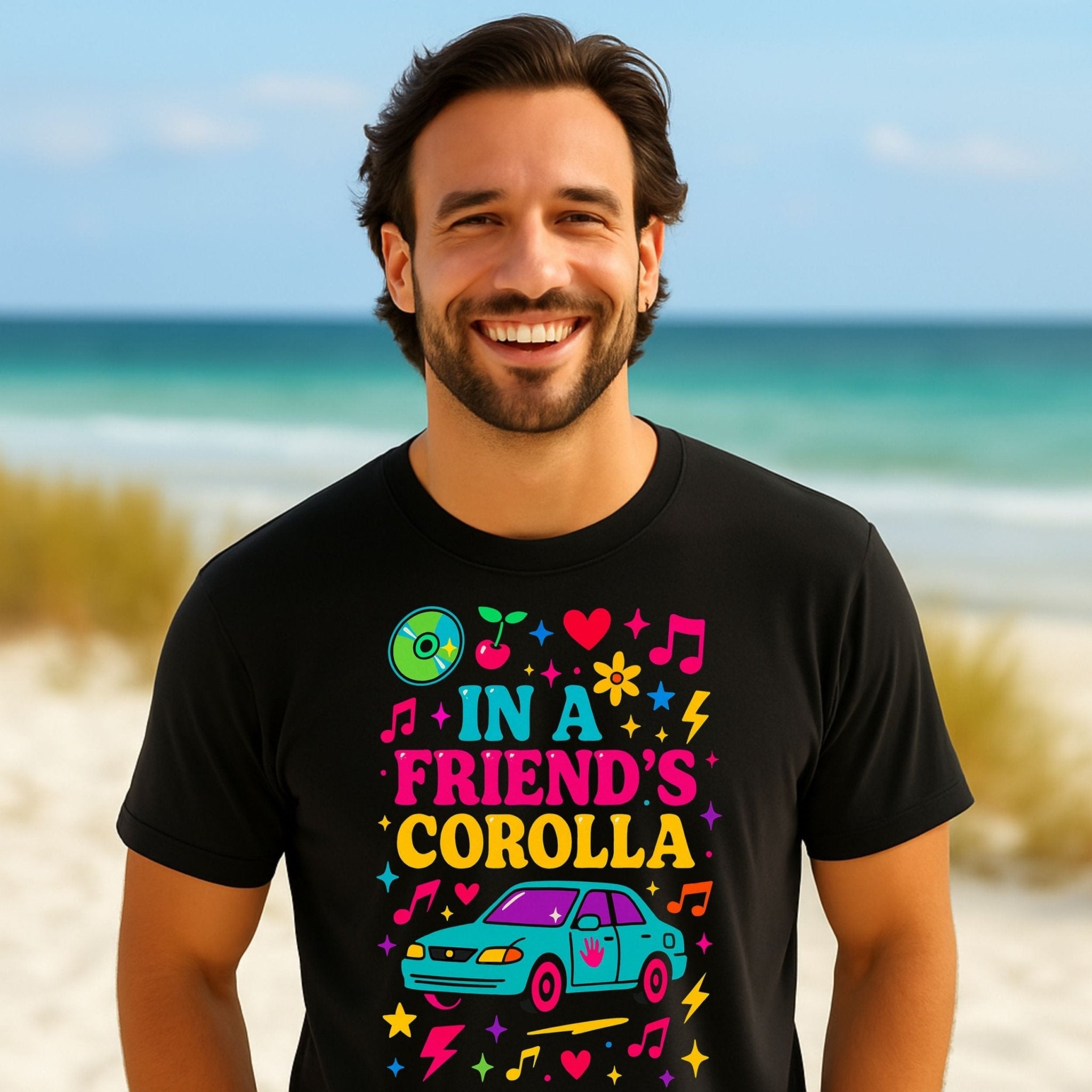 Y2K Graphic Tee, 2000s Nostalgia Shirt, Funny Gen Z T-Shirt, 'In a friend's Corolla' - Craig Michael Design