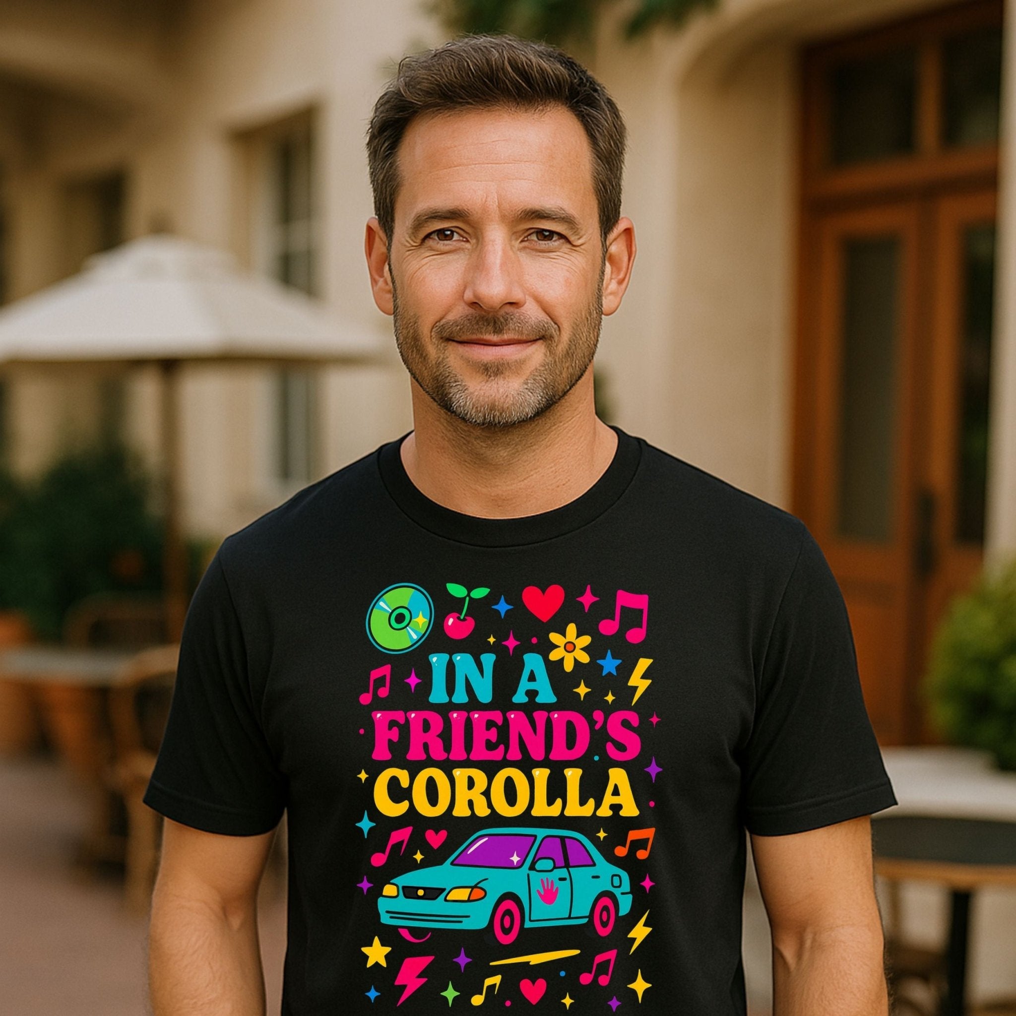 Y2K Graphic Tee, 2000s Nostalgia Shirt, Funny Gen Z T-Shirt, 'In a friend's Corolla' - Craig Michael Design
