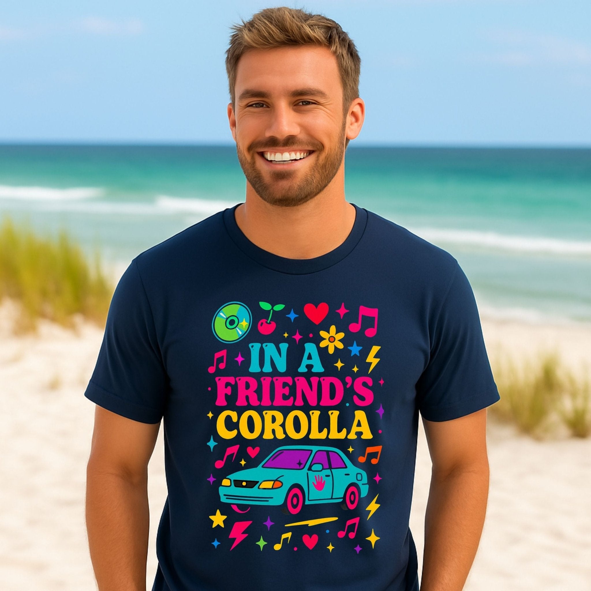 Y2K Graphic Tee, 2000s Nostalgia Shirt, Funny Gen Z T-Shirt, 'In a friend's Corolla' - Craig Michael Design