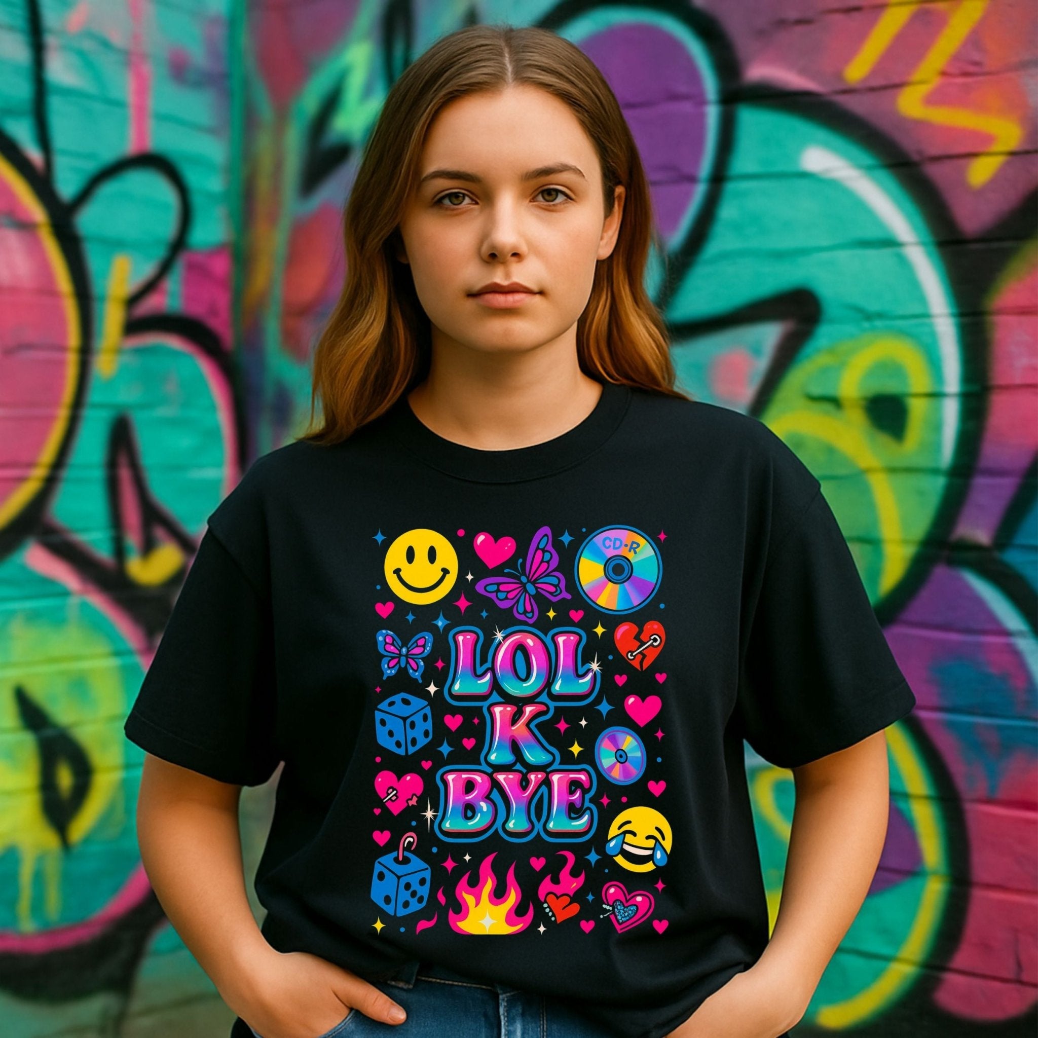 Y2K Graphic Tee, 2000s Nostalgia Shirt, Funny Gen Z T-Shirt, LOL - K - BYE - Craig Michael Design