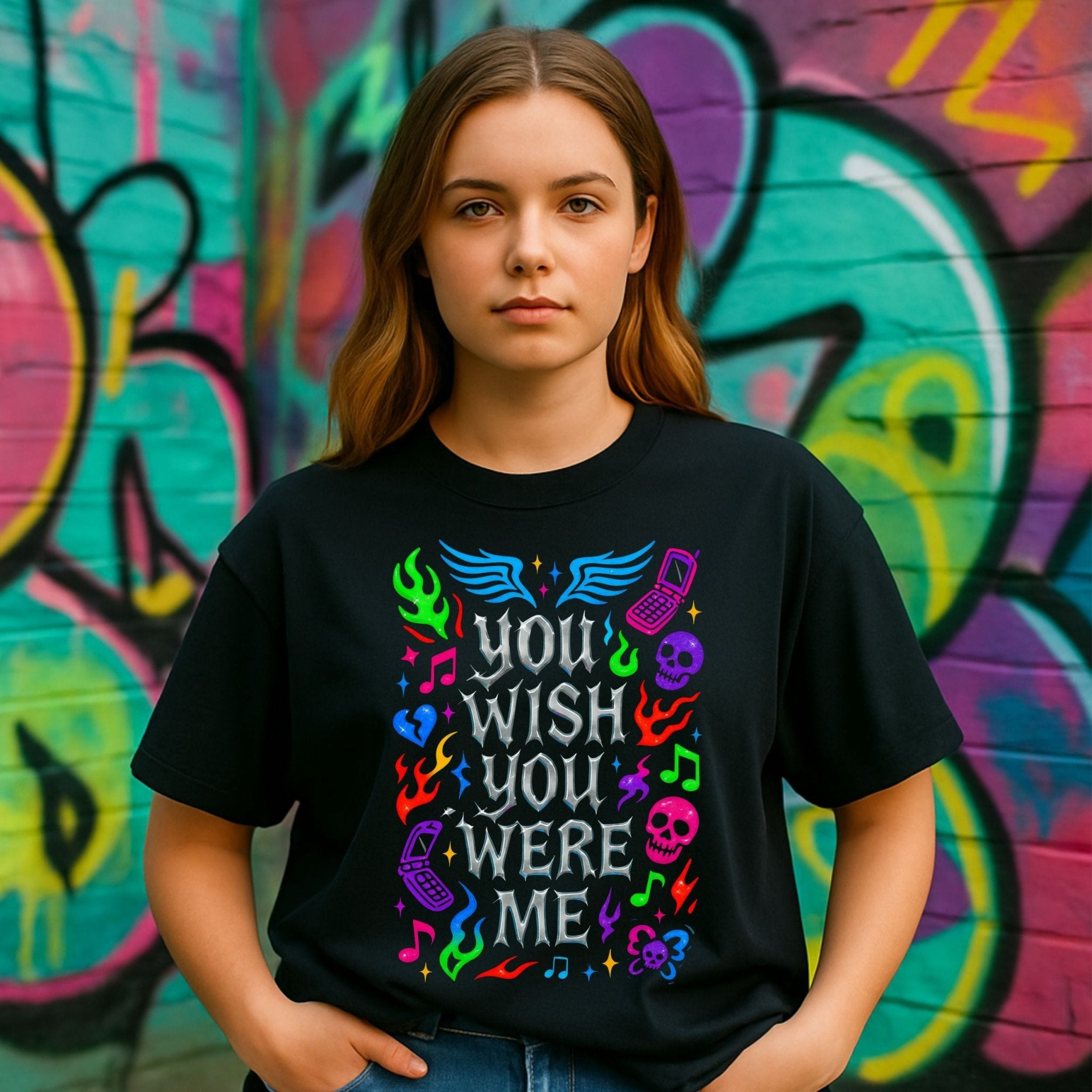 Y2K Graphic Tee, 2000s Nostalgia Shirt, Funny Gen Z T-Shirt, Neon Aesthetic Top - Craig Michael Design
