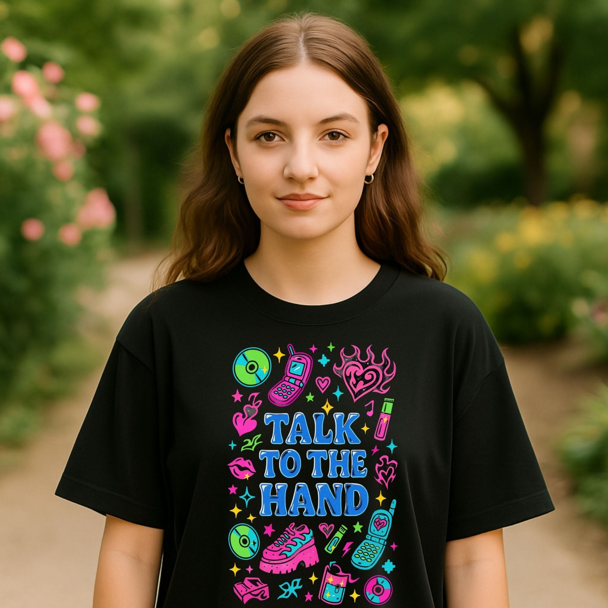 Y2K Graphic Tee, 2000s Nostalgia Shirt, Funny Gen Z T-Shirt,'Talk to the Hand' - Craig Michael Design