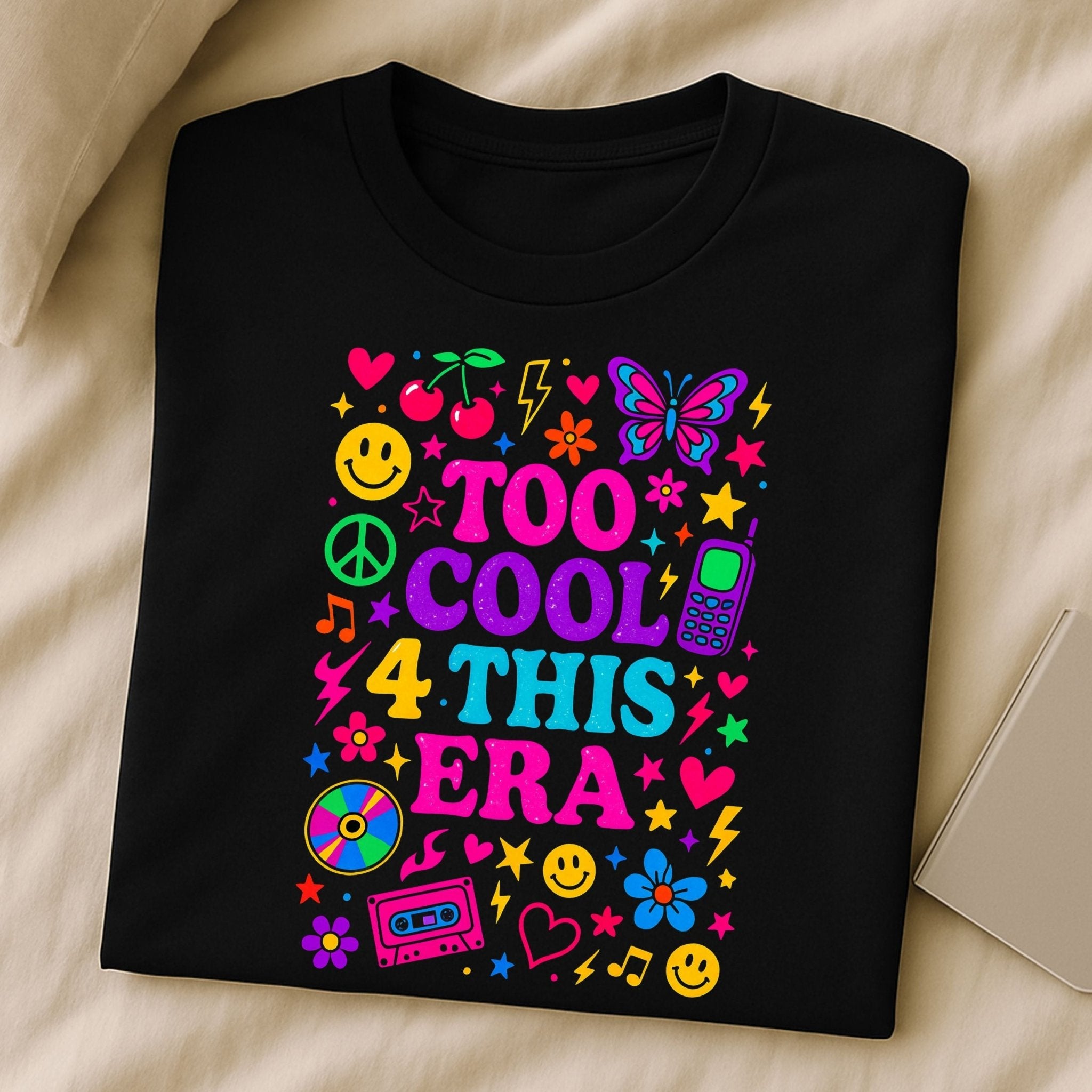 Y2K Graphic Tee, 2000s Nostalgia Shirt, Funny Gen Z T-Shirt,'Too cool 4 this era' - Craig Michael Design