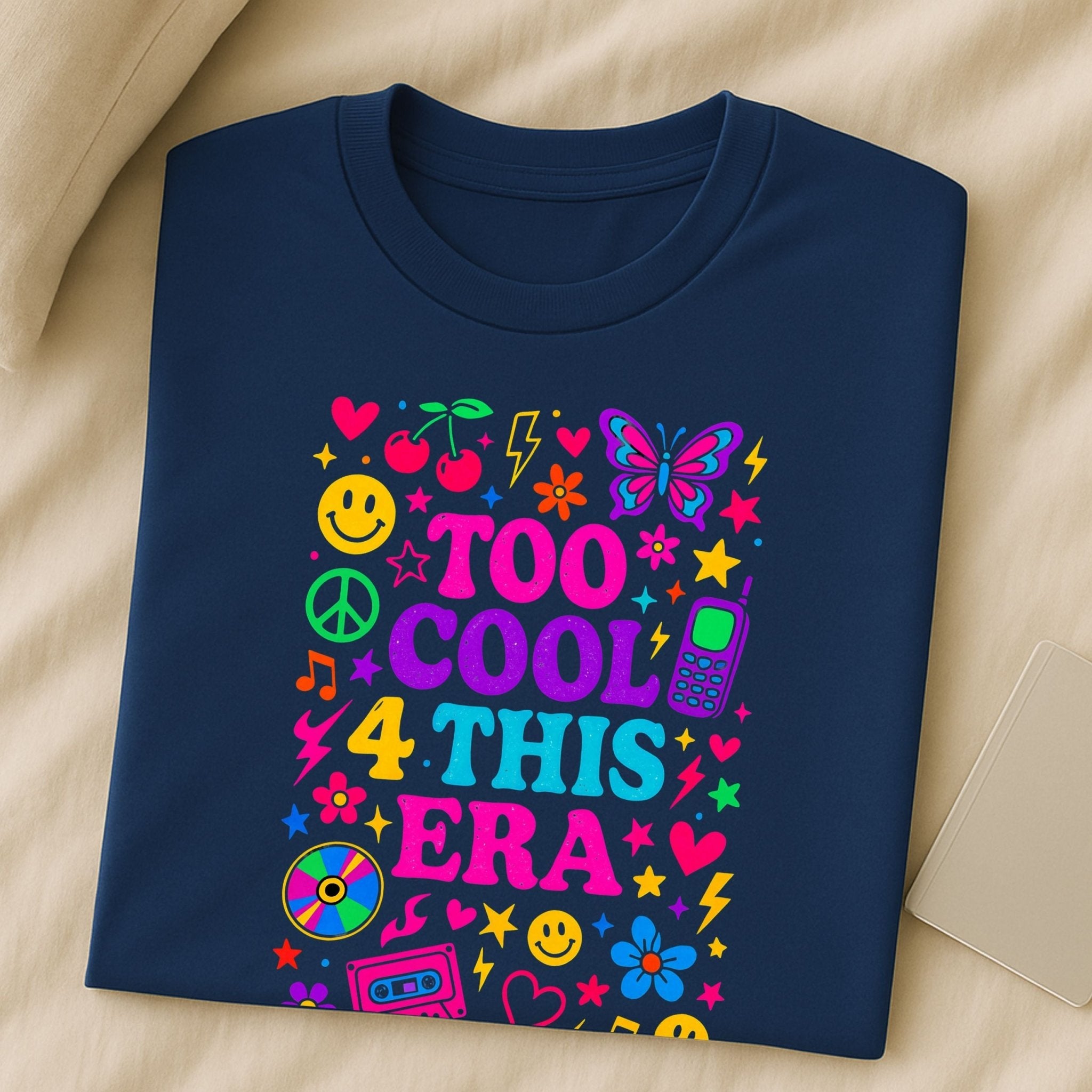 Y2K Graphic Tee, 2000s Nostalgia Shirt, Funny Gen Z T-Shirt,'Too cool 4 this era' - Craig Michael Design