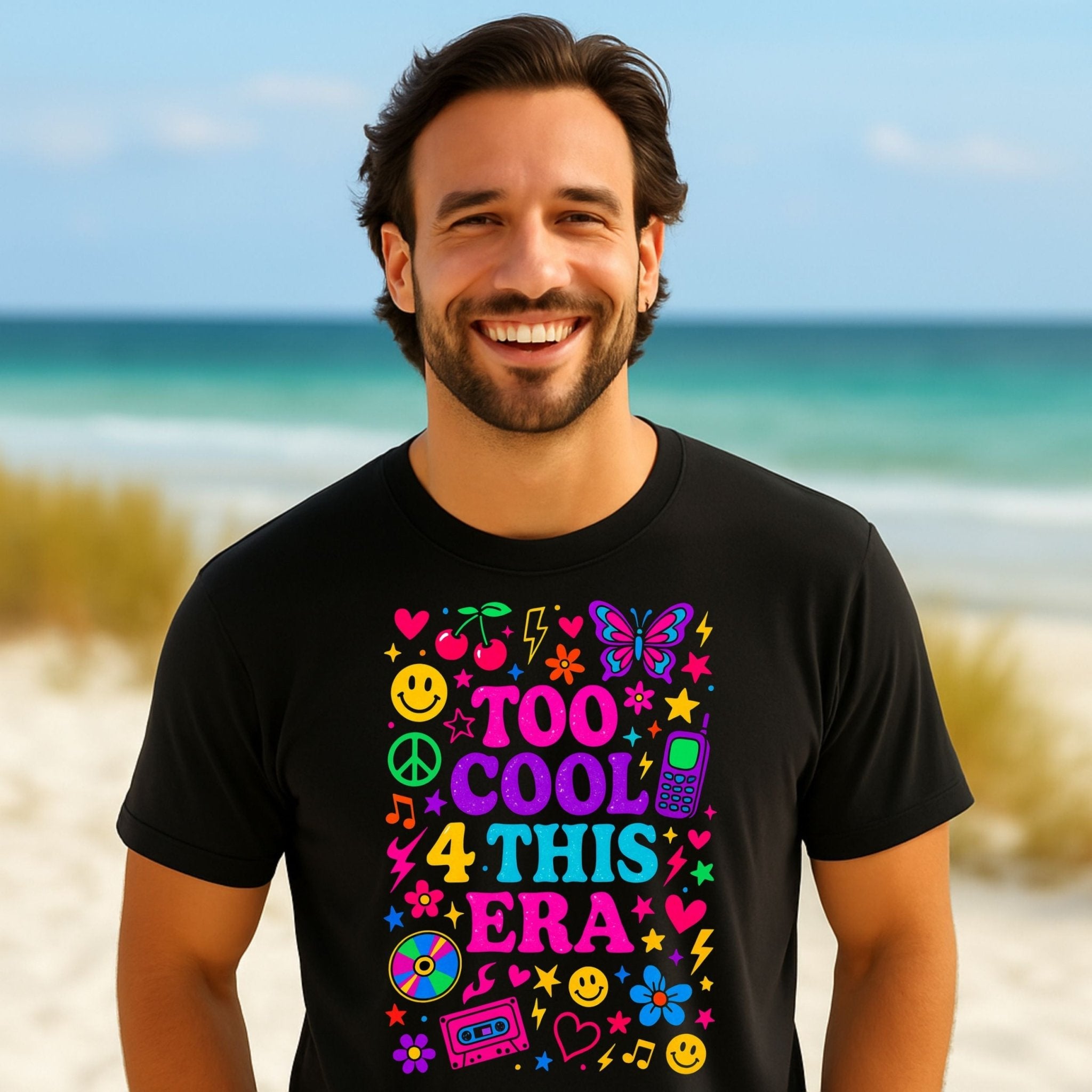 Y2K Graphic Tee, 2000s Nostalgia Shirt, Funny Gen Z T-Shirt,'Too cool 4 this era' - Craig Michael Design