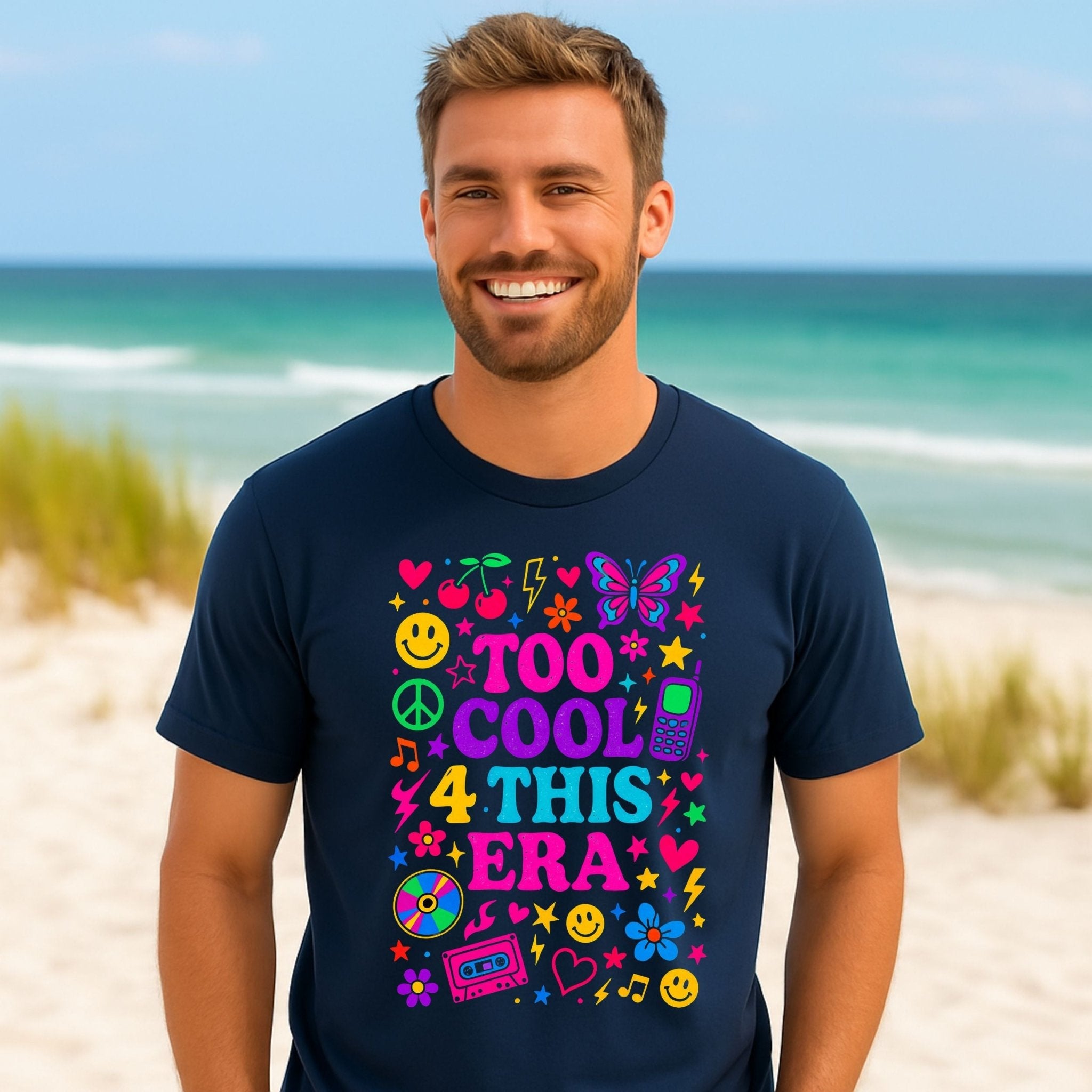 Y2K Graphic Tee, 2000s Nostalgia Shirt, Funny Gen Z T-Shirt,'Too cool 4 this era' - Craig Michael Design