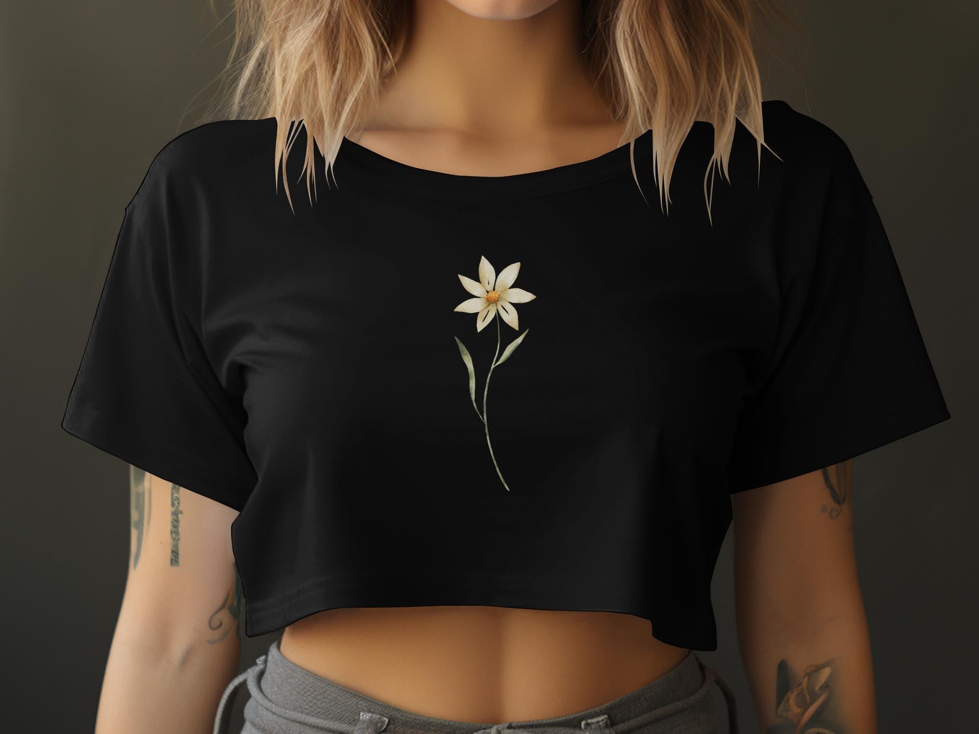 Yellow Floral Single Flower Illustration Tank Top, Artistic Simple Botanical Design, Summer Fashion Graphic Tank, Women's Casual Top - Craig Michael Design