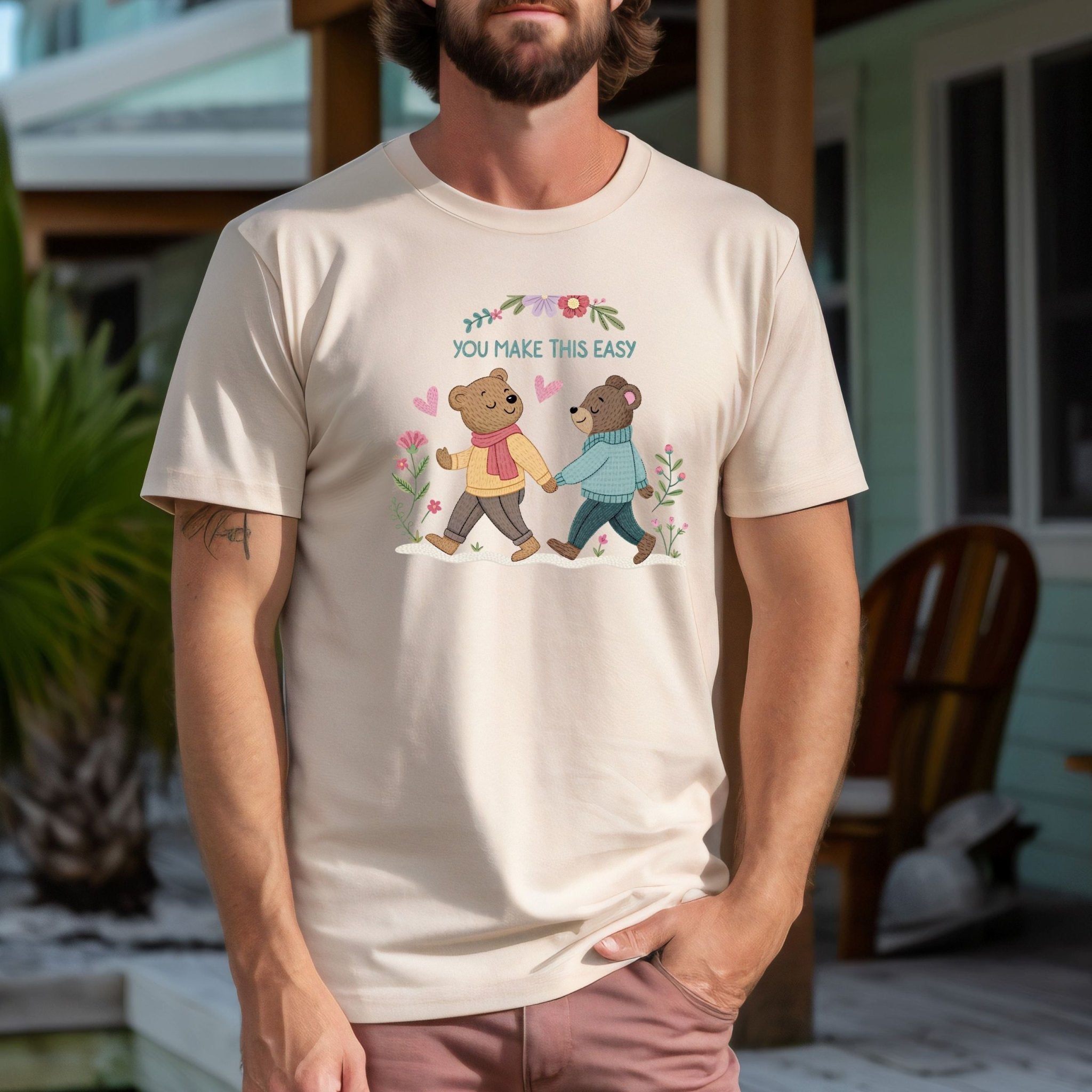 You Make This Easy T-Shirt, Gay Couple Bear Design, Embroidered Style LGBTQ Gift - Craig Michael Design