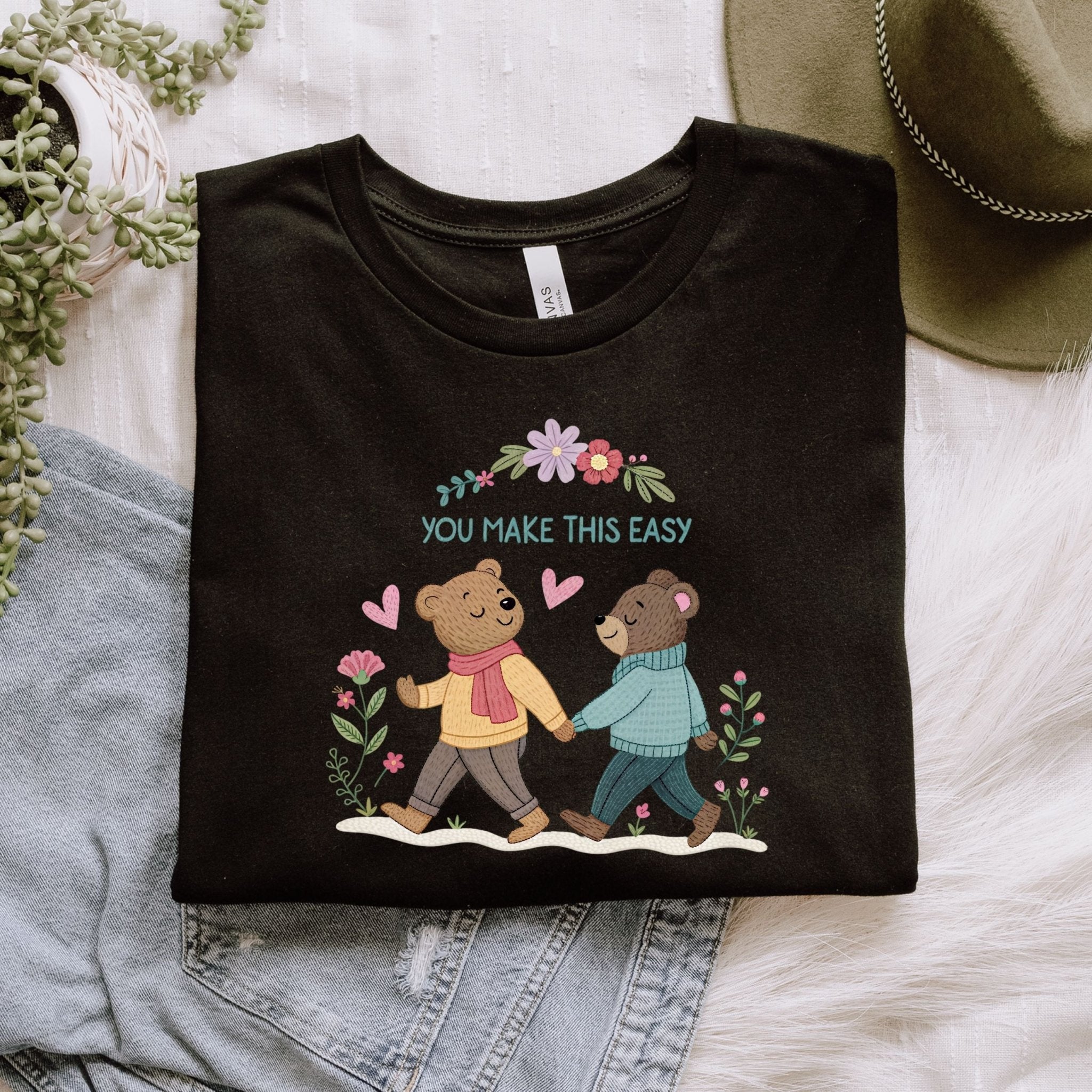 You Make This Easy T-Shirt, Gay Couple Bear Design, Embroidered Style LGBTQ Gift - Craig Michael Design