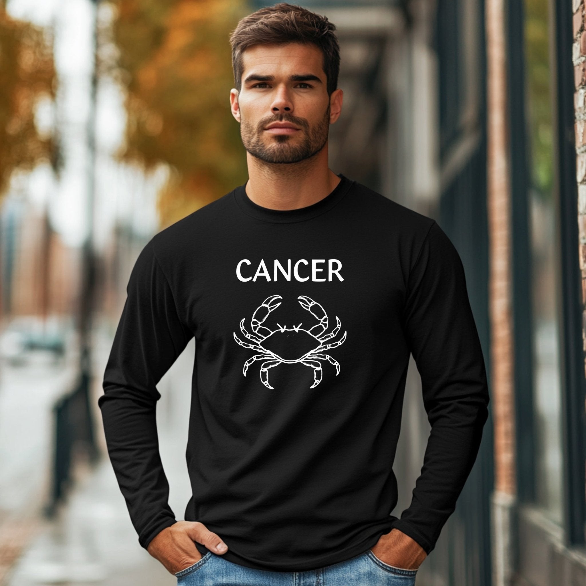 Zodiac Sign Cancer T-Shirt, Cancer Crab Design Long Sleeve Tee, Astrology Graphic Shirt, Birthday Gift for Cancer Zodiac Lovers - Craig Michael Design