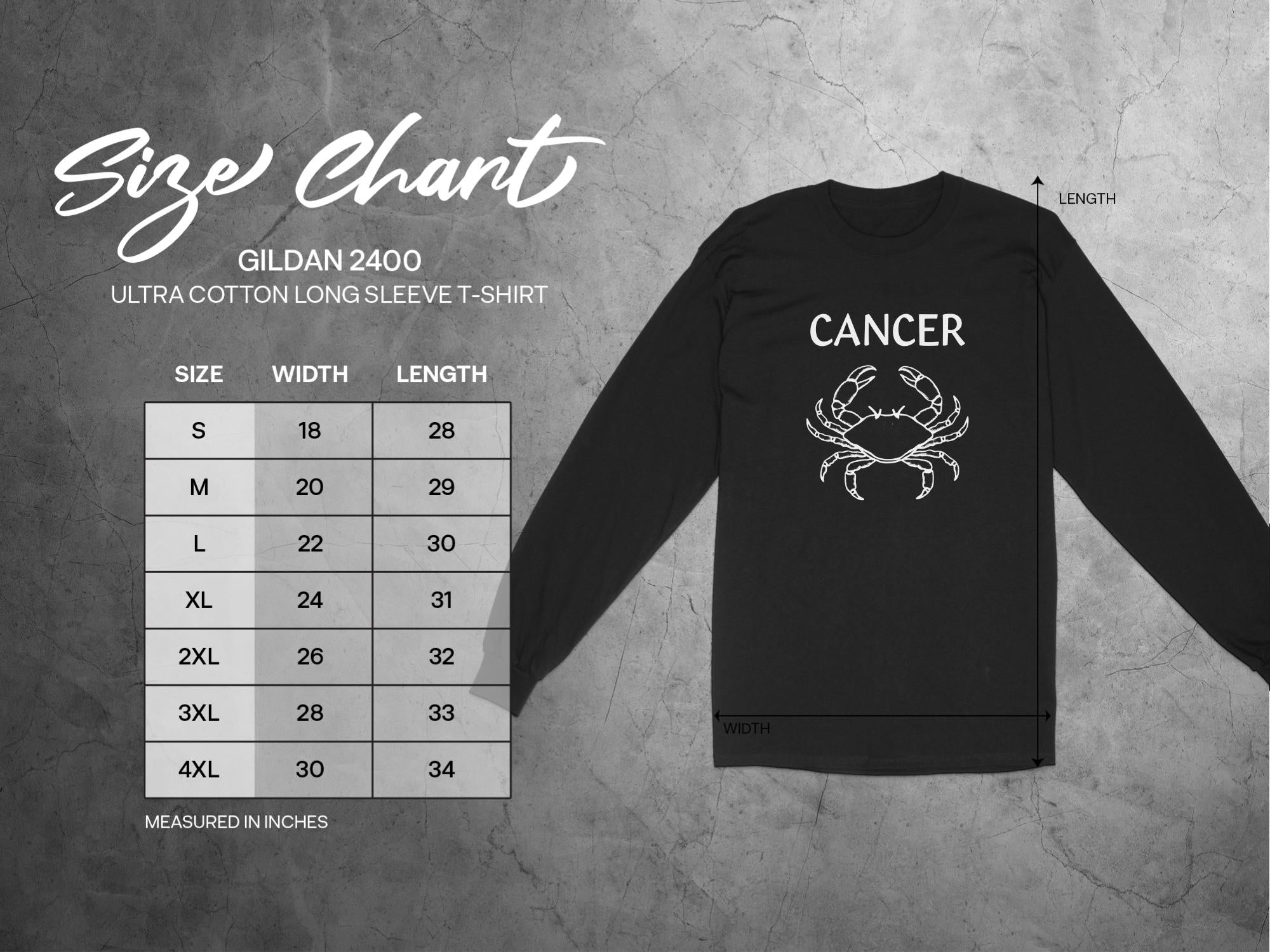 Zodiac Sign Cancer T-Shirt, Cancer Crab Design Long Sleeve Tee, Astrology Graphic Shirt, Birthday Gift for Cancer Zodiac Lovers - Craig Michael Design