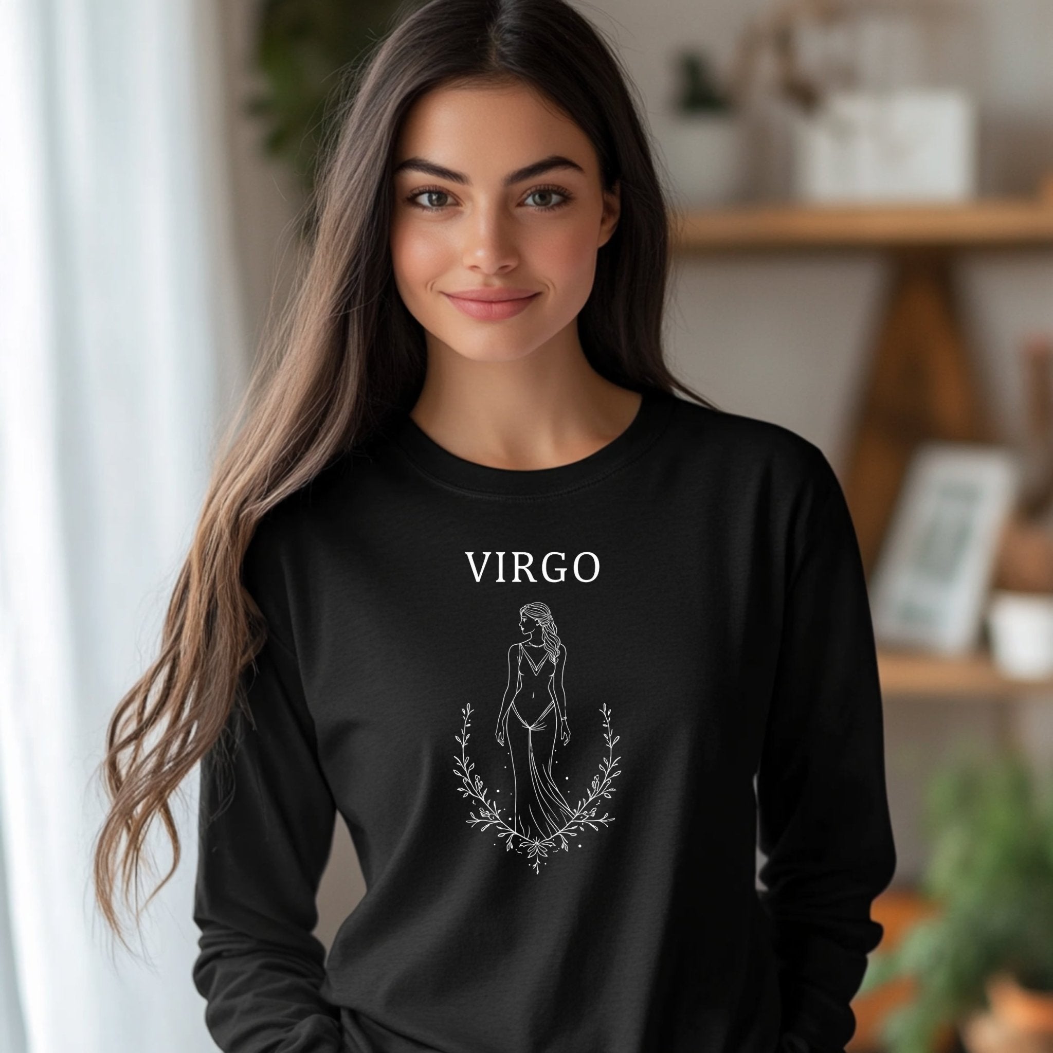 Zodiac Virgo Long Sleeve T-Shirt, Astrology Design Shirt, Star Sign Apparel, Women's Zodiac Tee, Horoscope Clothing, Gift for Virgo - Craig Michael Design